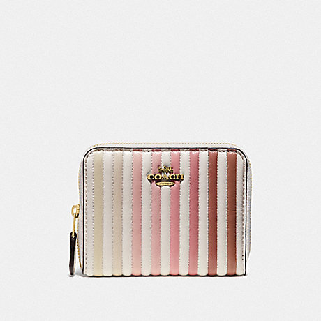 COACH SMALL ZIP AROUND WALLET WITH OMBRE QUILTING - B4/CHALK MULTI - 67120