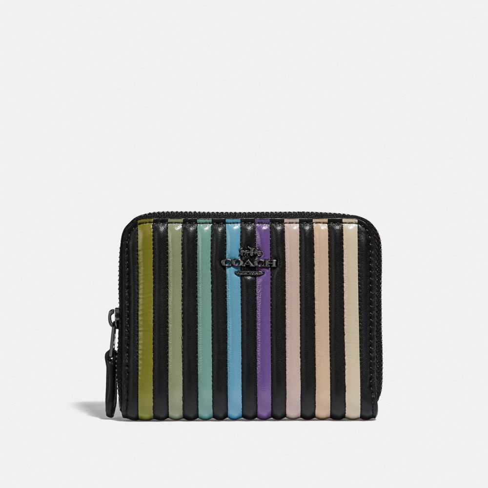 SMALL ZIP AROUND WALLET WITH OMBRE QUILTING - GM/BLACK MULTI - COACH 67120
