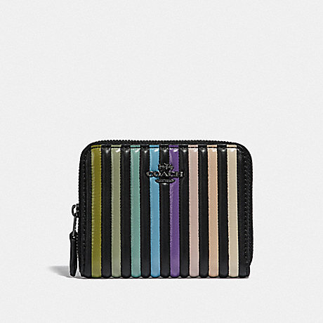 COACH 67120 SMALL ZIP AROUND WALLET WITH OMBRE QUILTING GM/BLACK MULTI