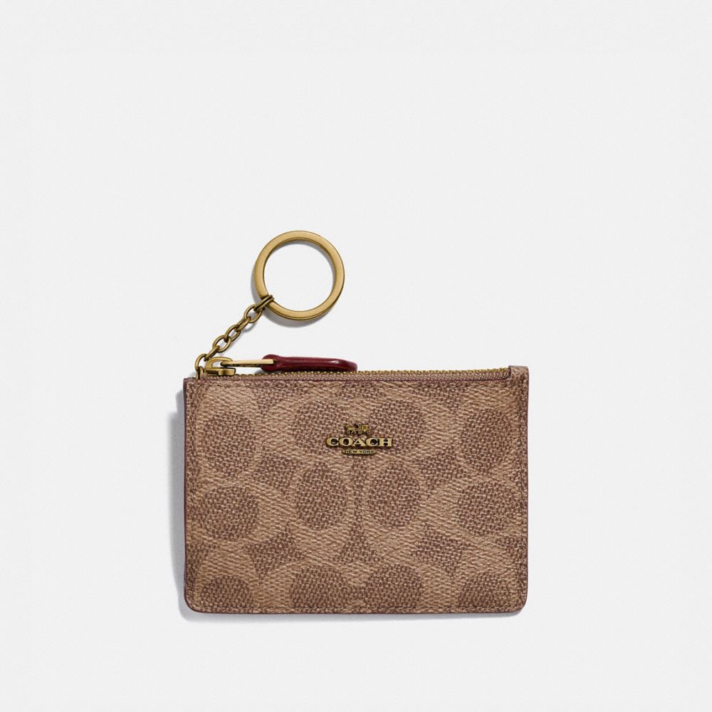 COACH 67162 Mini Skinny Id Case In Colorblock Signature Canvas BRASS/TAN/RUST