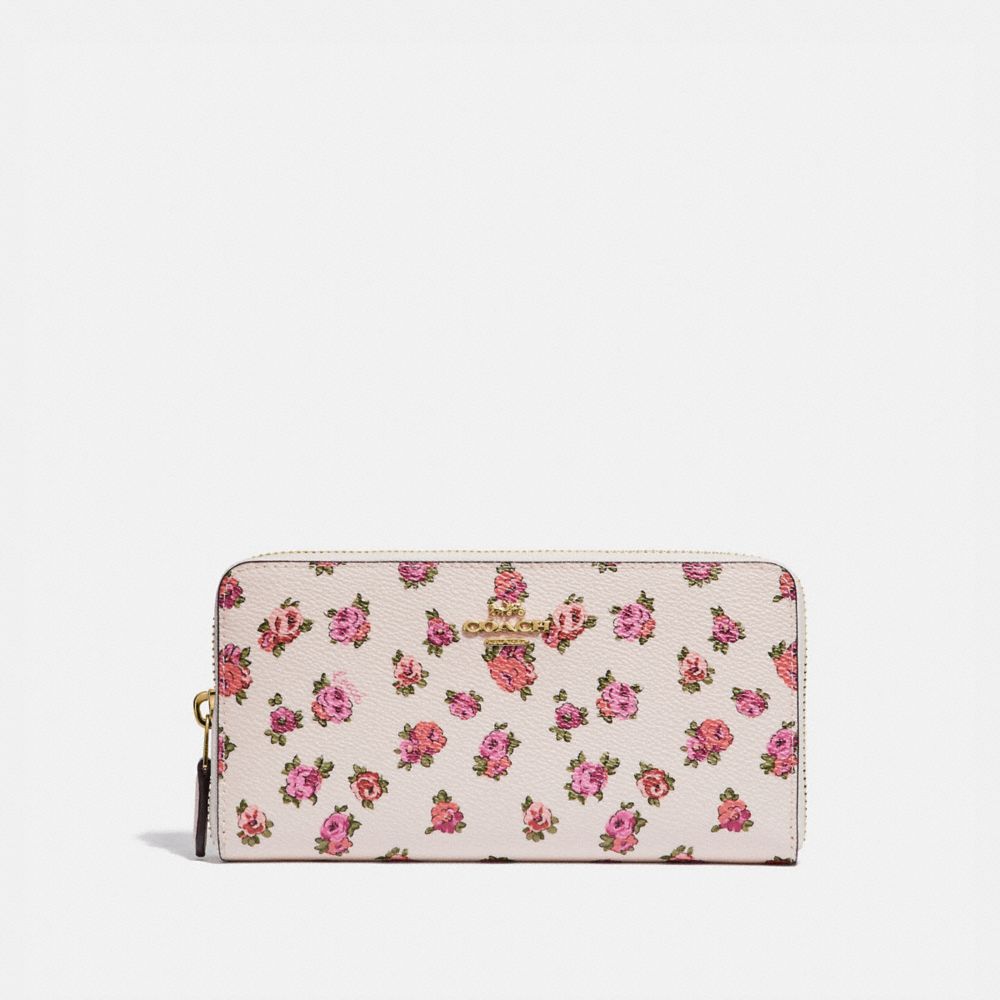 ACCORDION ZIP WALLET WITH MINI VINTAGE ROSE PRINT - CHALK MINI VINTAGE ROSE/GOLD - COACH 67170