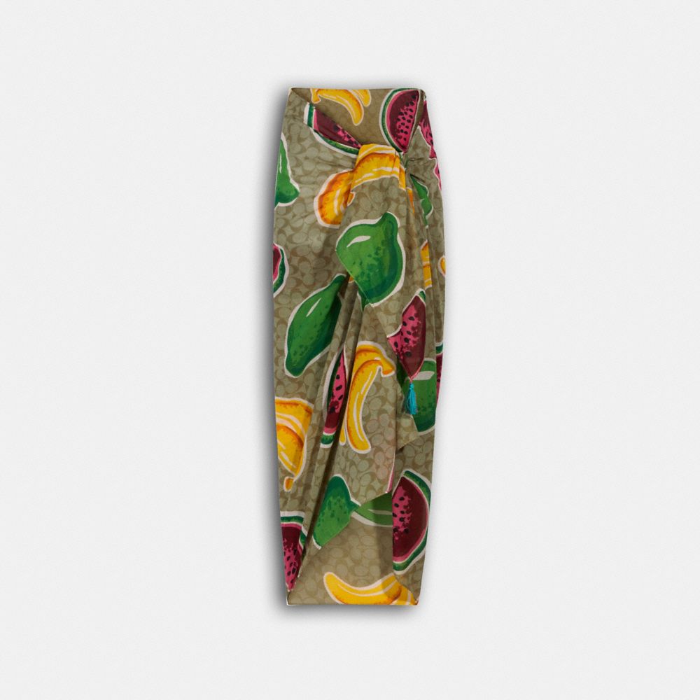 SIGNATURE FRUIT PRINT SARONG - LIGHT KHAKI/MULTI - COACH 672