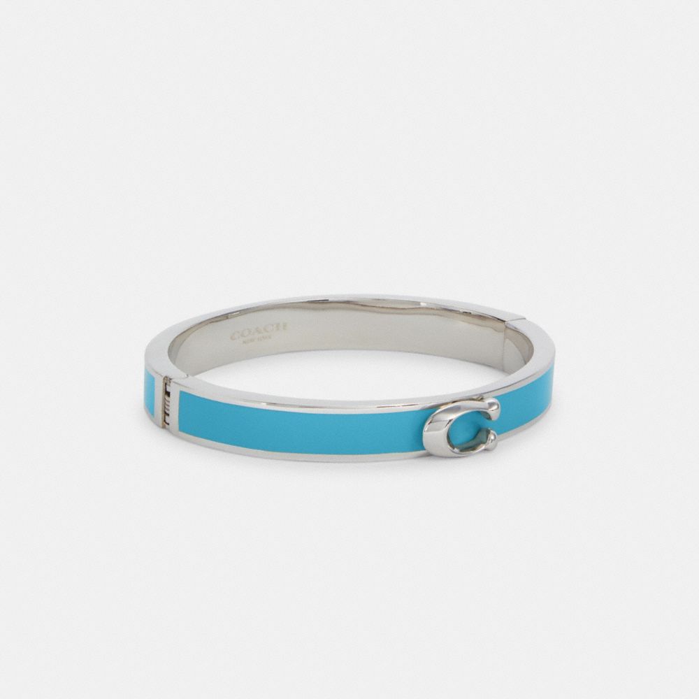 COACH 67480 Signature Push Hinged Bangle SILVER/BLUE