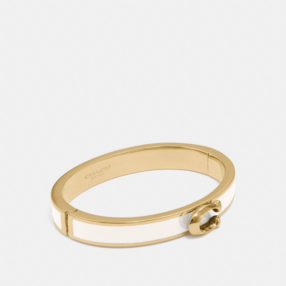 Signature Push Hinged Bangle - 67480 - GOLD/CHALK