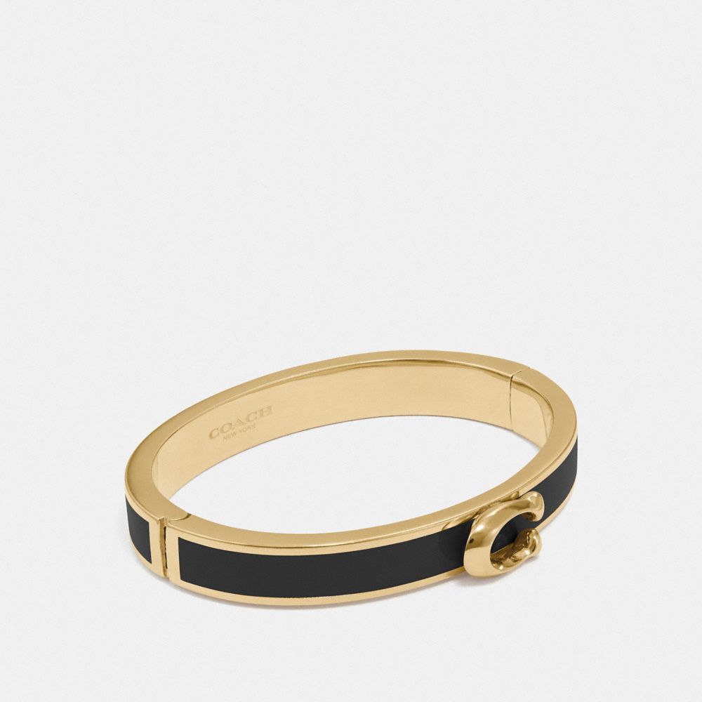 COACH 67480 Signature Push Hinged Bangle GOLD/BLACK