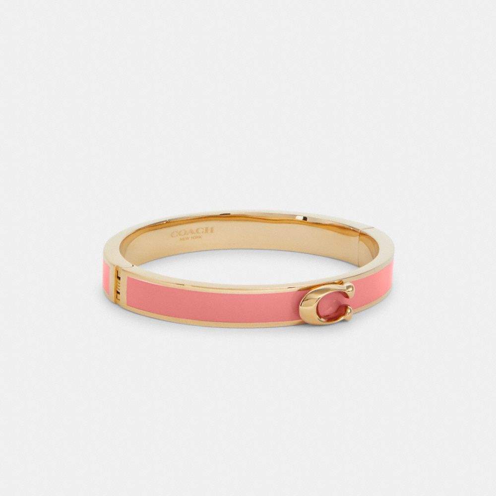 COACH 67480 Signature Push Hinged Bangle Gold/Pink