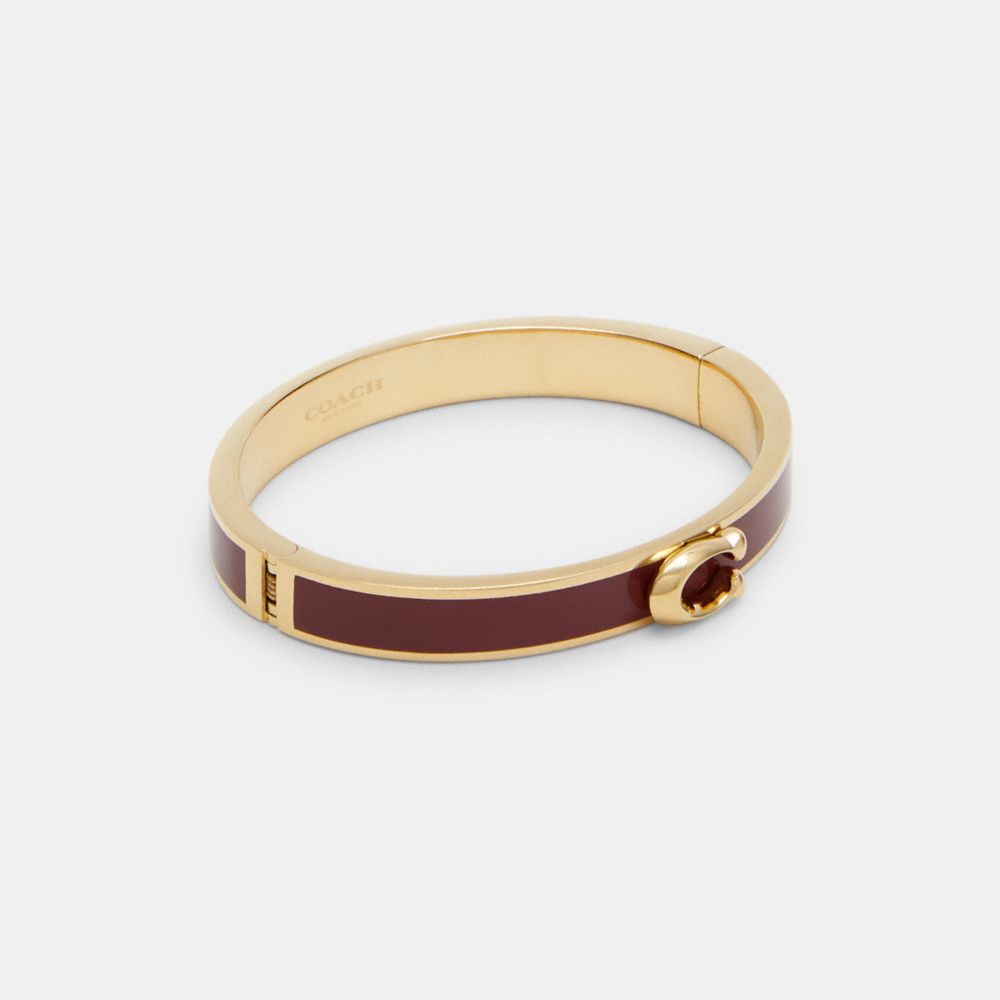 COACH Signature Push Hinged Bangle - GOLD/CHERRY - 67480