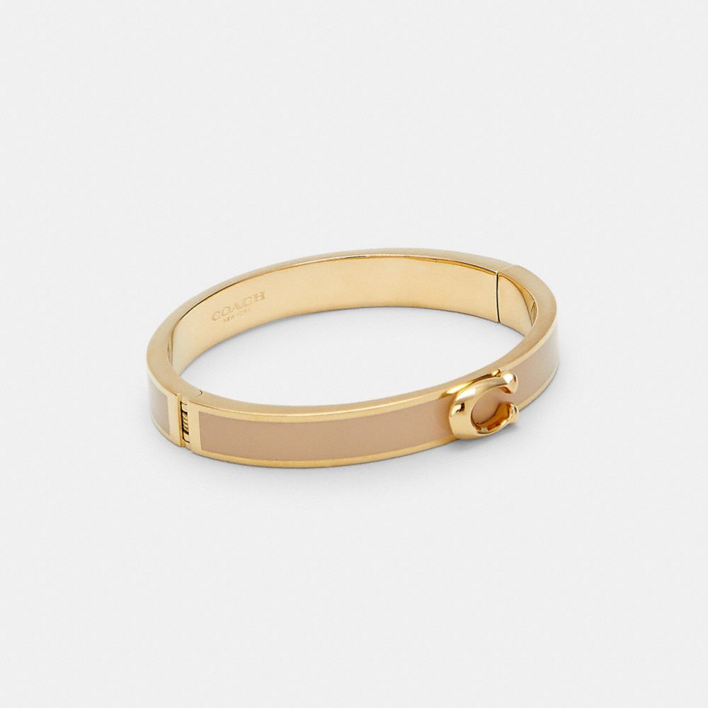 COACH Signature Push Hinged Bangle - GOLD/MAUVE - 67480