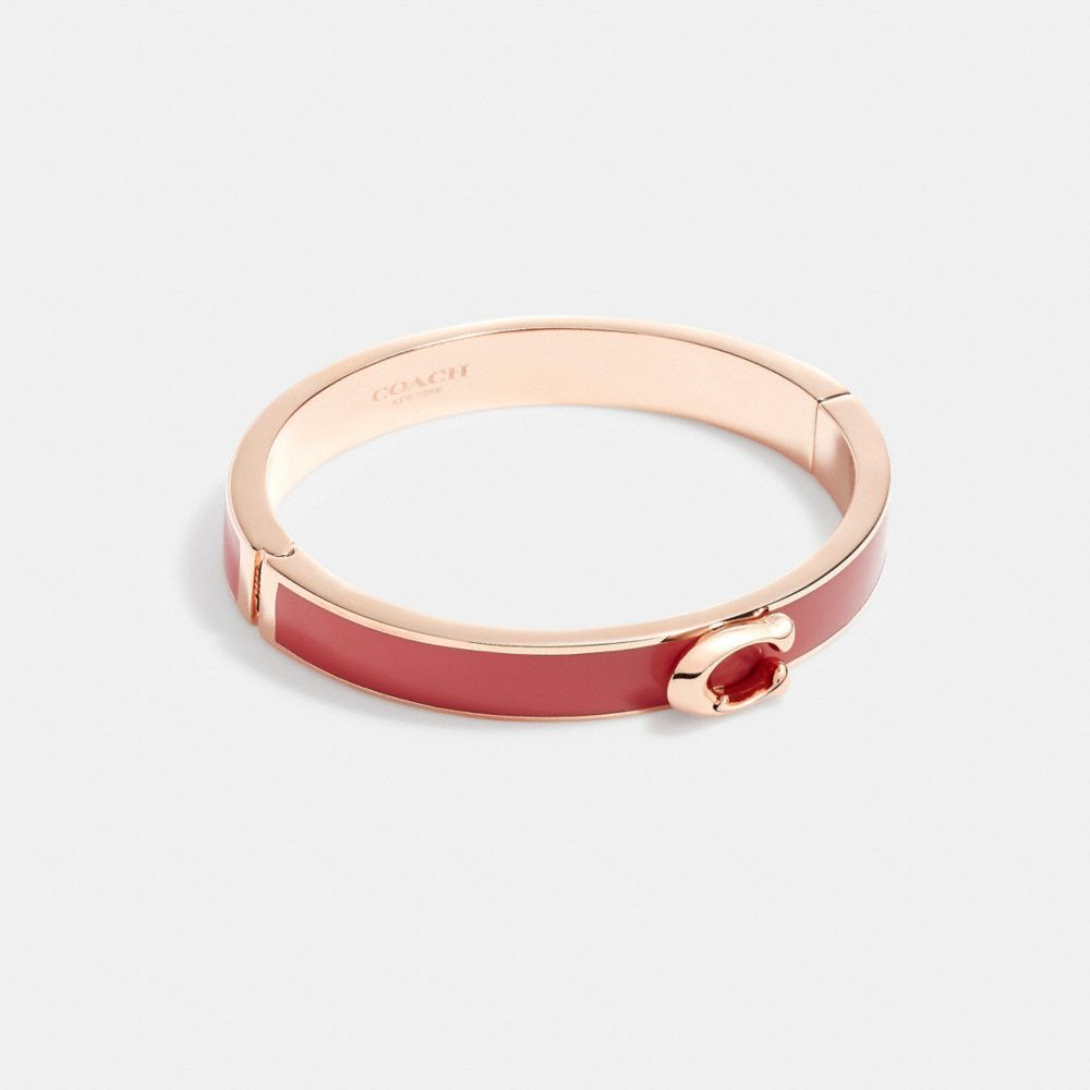 Signature Push Hinged Bangle - 67480 - Red/Rose Gold