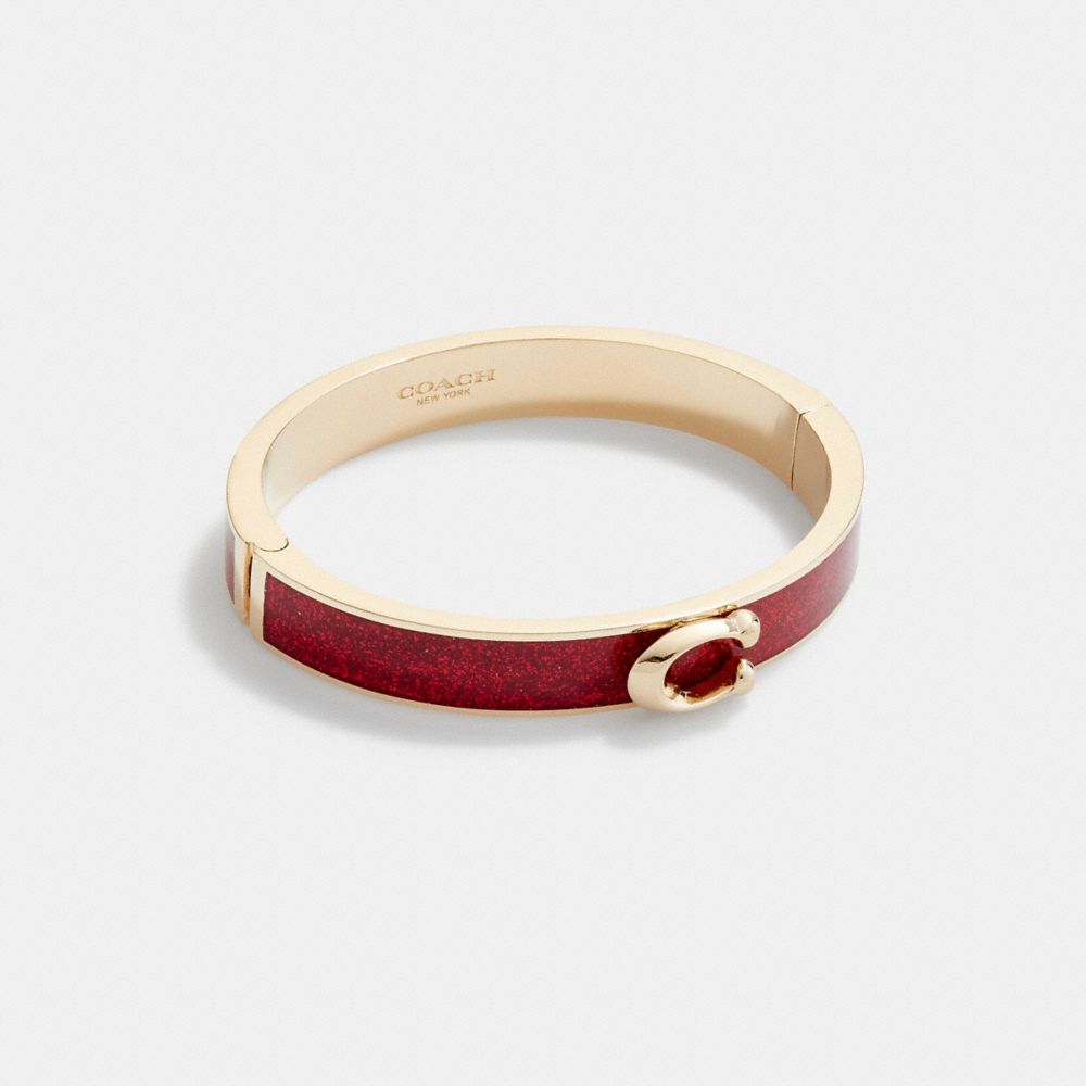 Signature Push Hinged Bangle - 67480 - Gold/Red Glitter