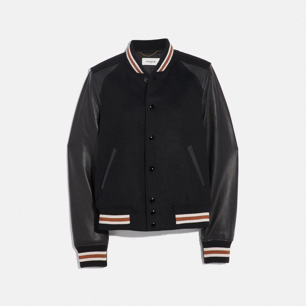 COACH BLANK VARSITY JACKET - BLACK - 67485