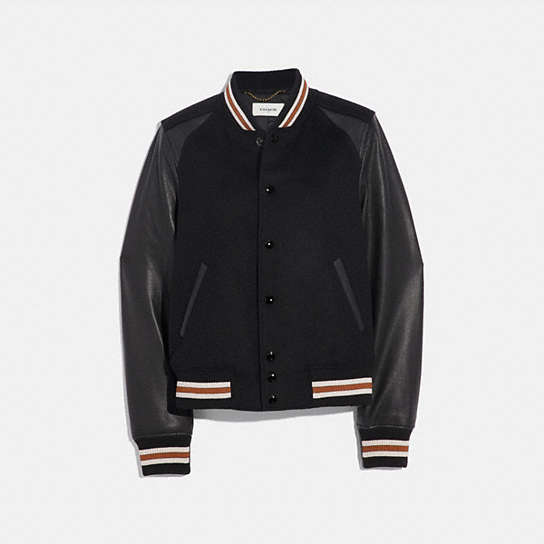 67485 - Blank Varsity Jacket Black