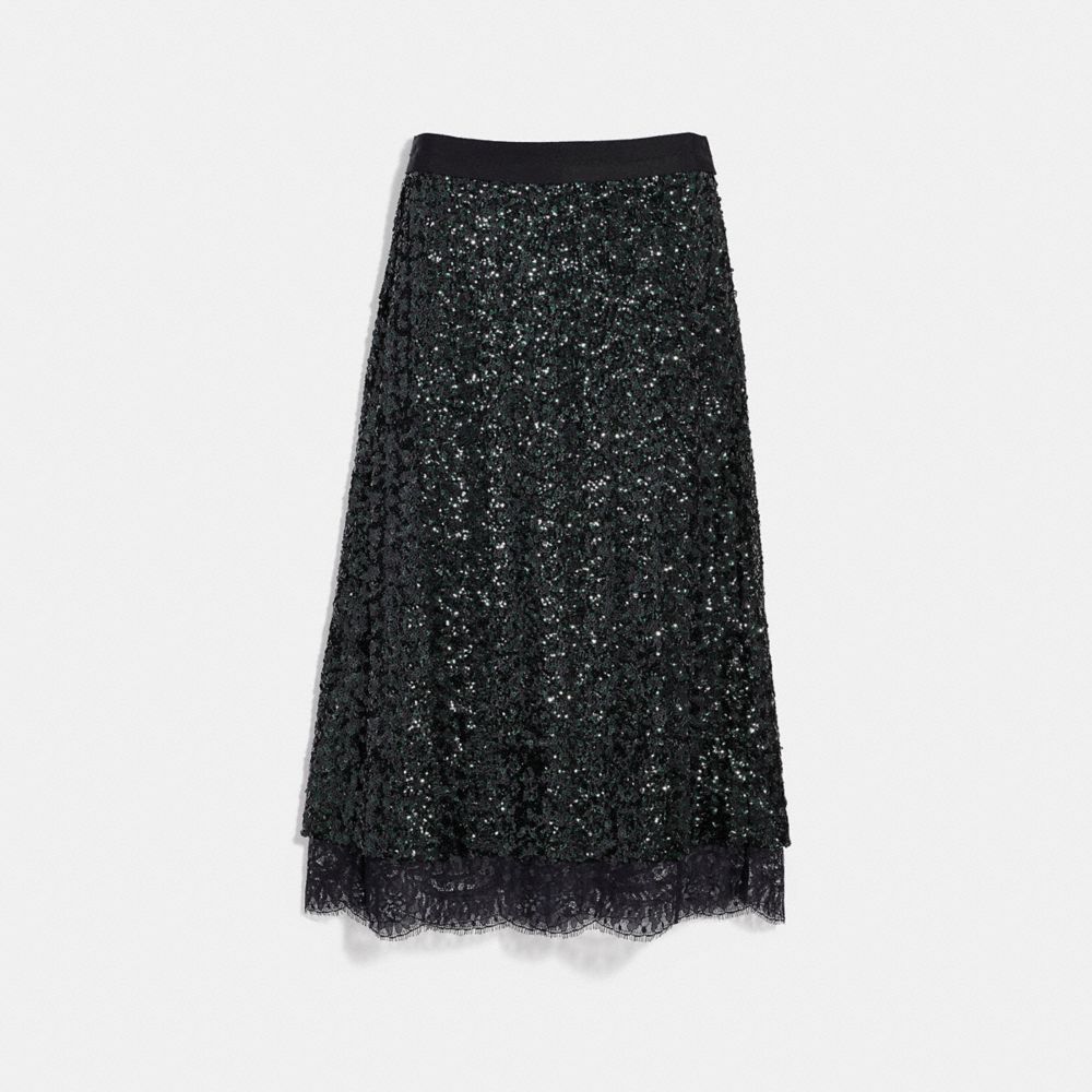 COACH SEQUIN SKIRT - GREEN - 67642