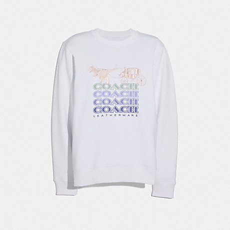 COACH 67650 SHADOW REXY AND CARRIAGE SWEATSHIRT OPTIC-WHITE