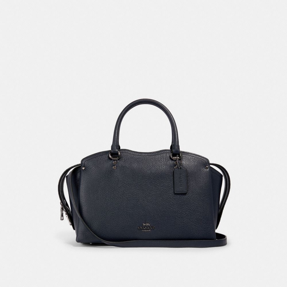 COACH DREW SATCHEL WITH SNAKESKIN DETAIL - MIDNIGHT NAVY/GUNMETAL - COACH 67710