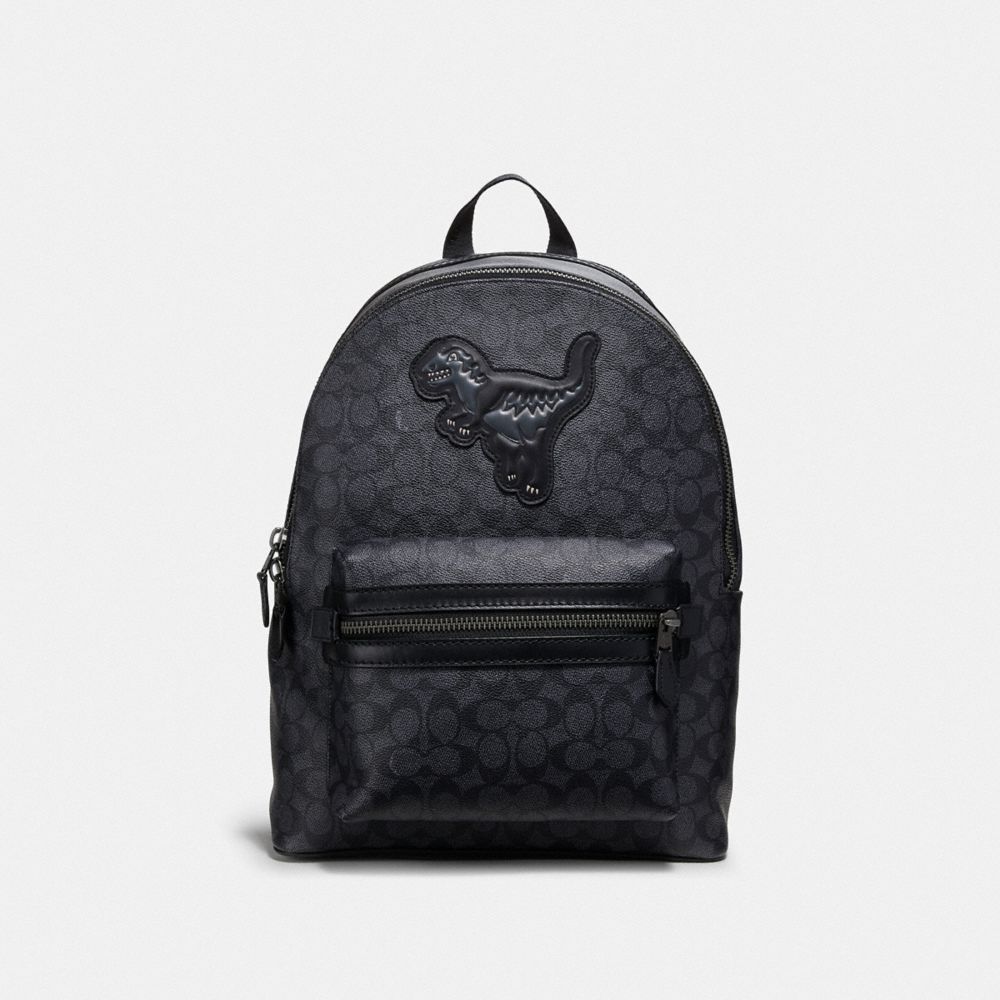 ACADEMY BACKPACK IN SIGNATURE CANVAS WITH REXY - 67851 - JI/CHARCOAL
