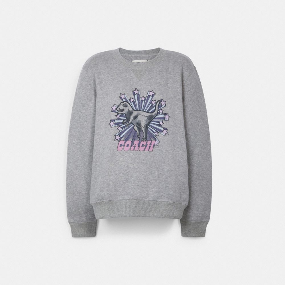 COACH RETRO STAR REXY CREWNECK SWEATSHIRT - GREY - 67895