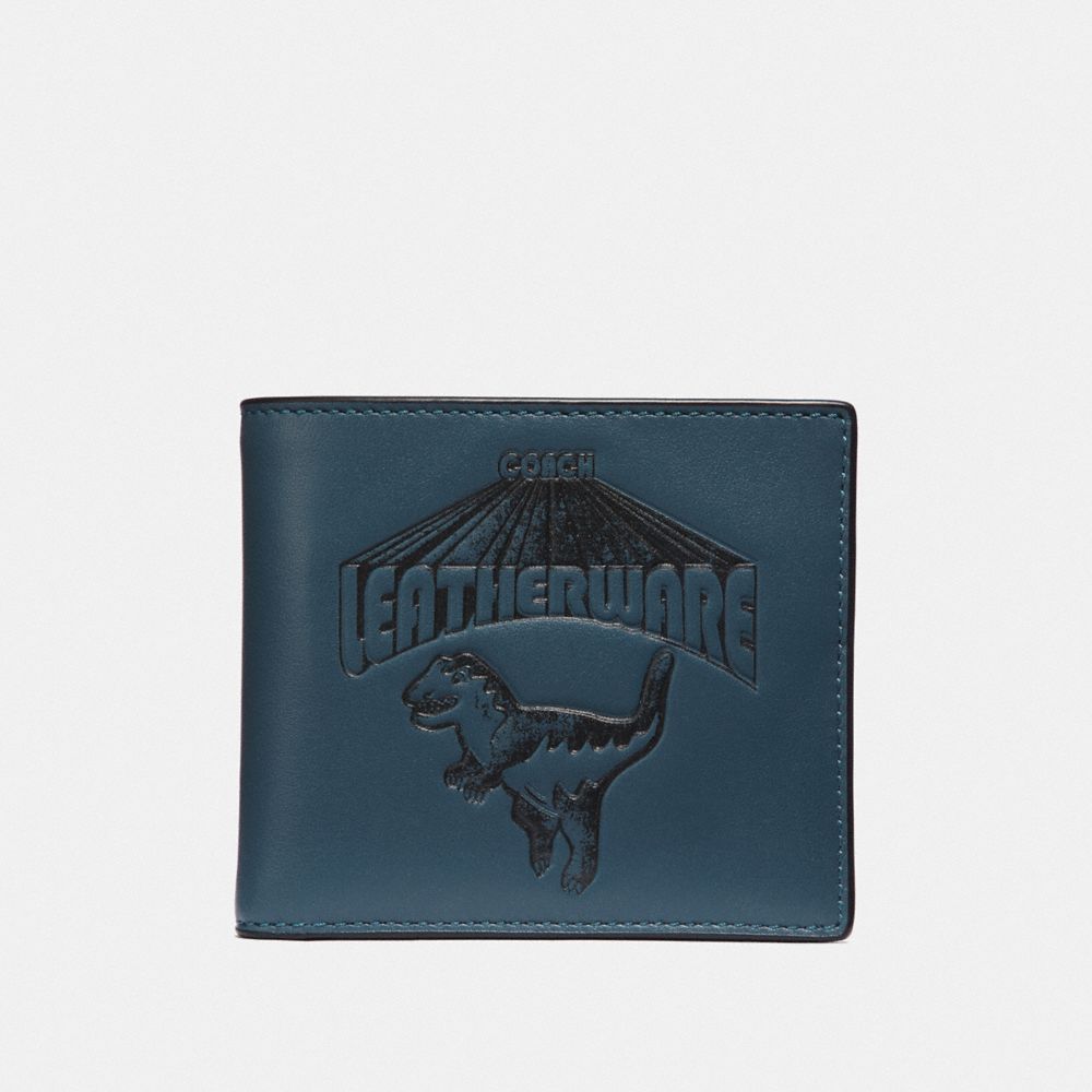 DOUBLE BILLFOLD WALLET WITH SUPER REXY - DENIM - COACH 67913