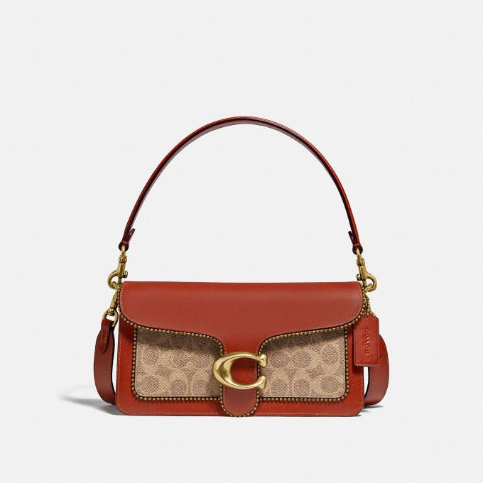 公式 Coach コーチ タビー ショルダー バッグ 26 シグネチャー キャンバス ウィズ ビーズチェーン 全てのレディースバッグ
