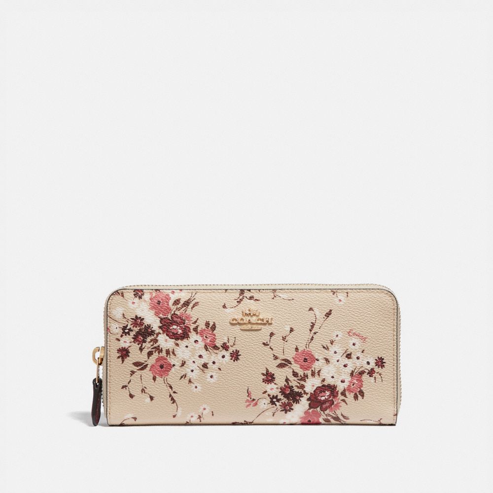 SLIM ACCORDION ZIP WALLET WITH FLORAL BUNDLE PRINT - 67983 - GD/BEECHWOOD FLORAL BUNDLE