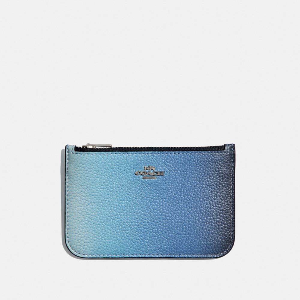 COACH 68004 ZIP CARD CASE WITH OMBRE BLUE MULTI/SILVER