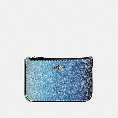 COACH 68004 ZIP CARD CASE WITH OMBRE BLUE MULTI/SILVER