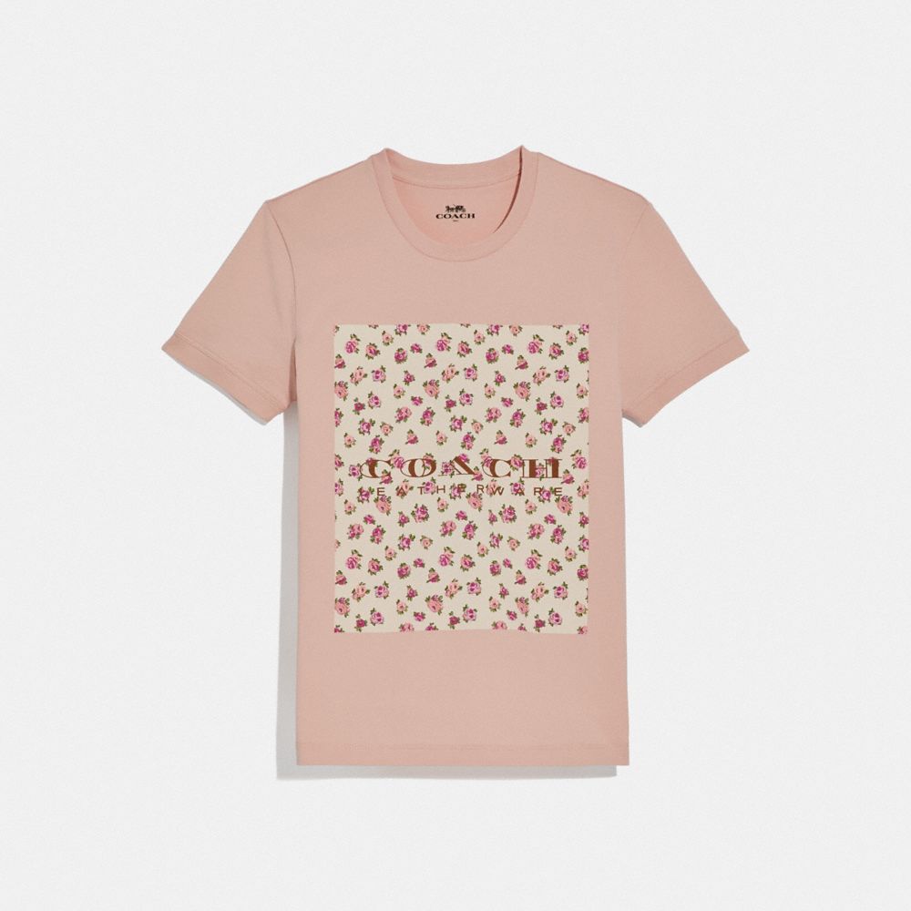 COACH MOTHER'S DAY FLORAL PRINT T-SHIRT - BLUSH - 68013