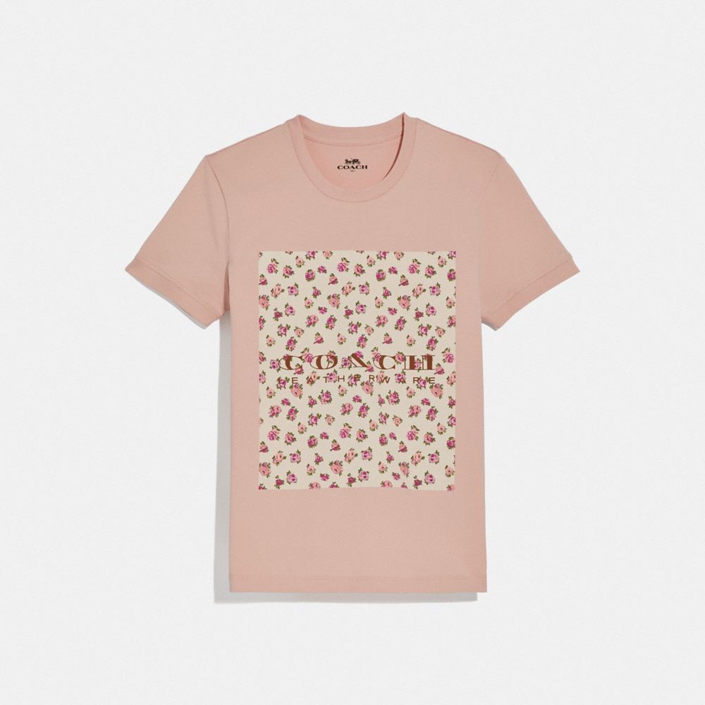 COACH 68013 MOTHER'S DAY FLORAL PRINT T-SHIRT BLUSH