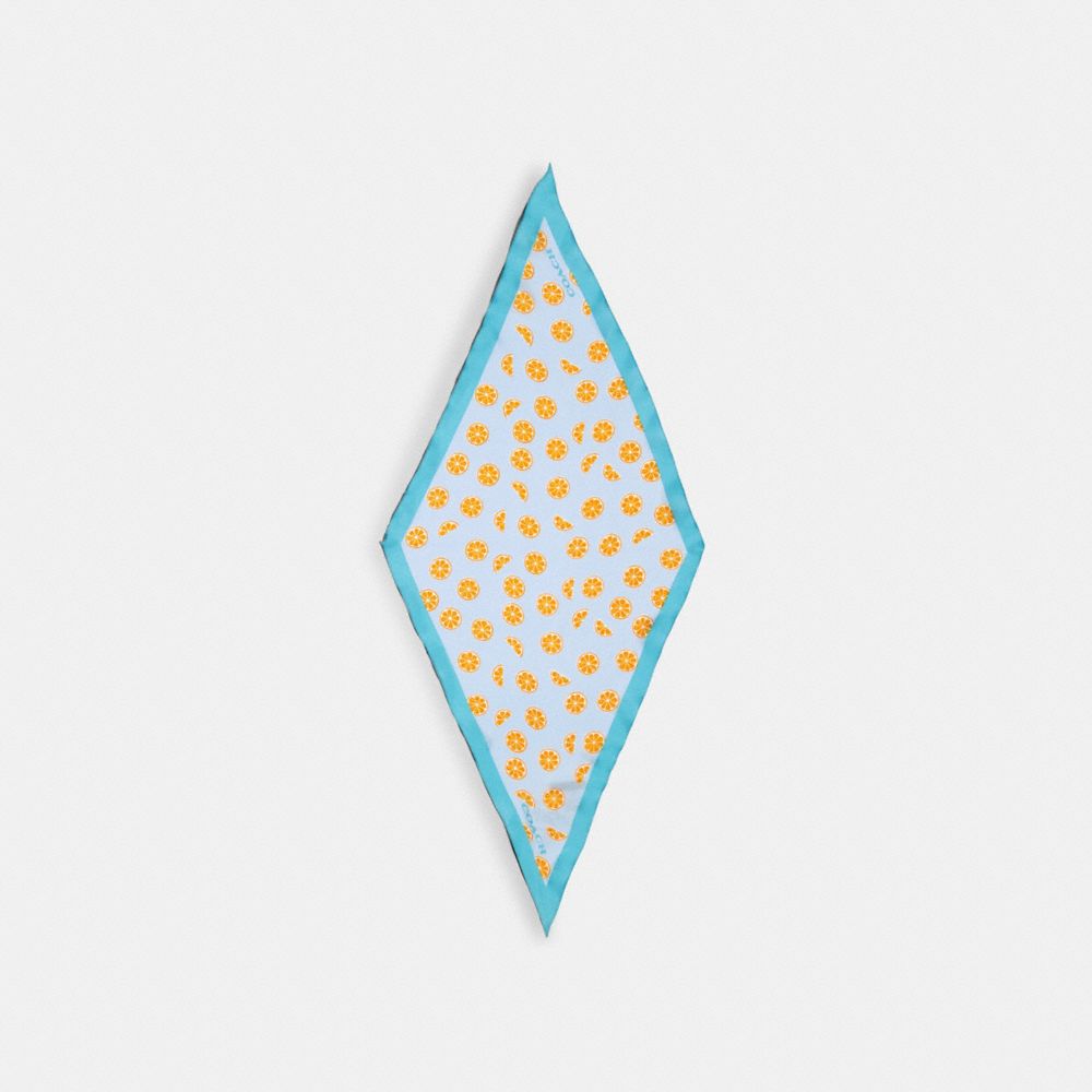 ORANGE SLICE PRINT SILK DIAMOND SCARF - 681 - SUNBEAM/AQUA