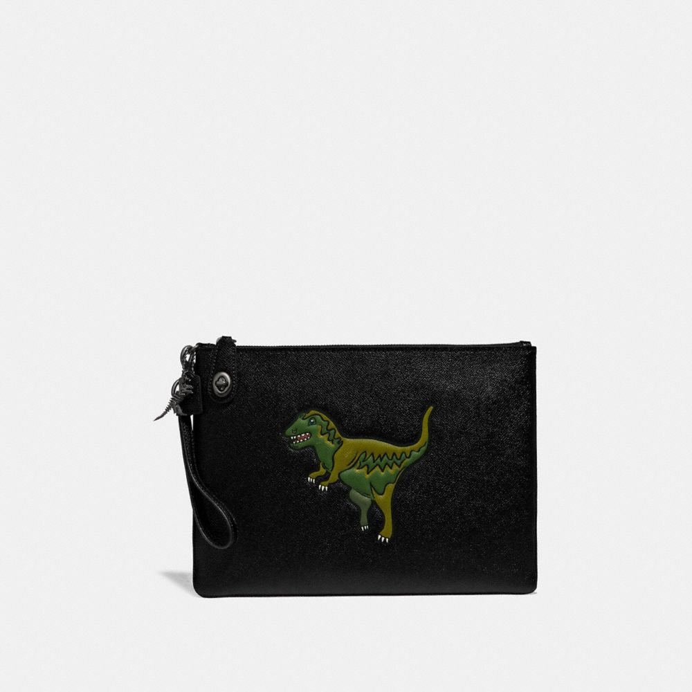 TURNLOCK POUCH WITH REXY - BLACK - COACH 68248