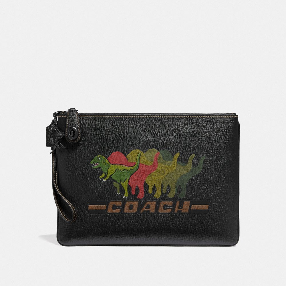 TURNLOCK POUCH WITH REXY - BLACK - COACH 68249