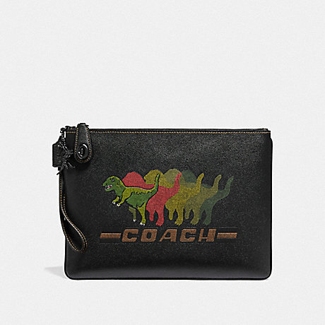 COACH TURNLOCK POUCH WITH REXY - BLACK - 68249