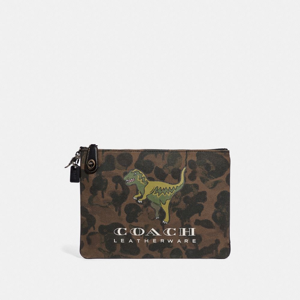 スイーツ柄 ブルー Coach コーチ クラッチバッグ レキシー Rexy 迷彩