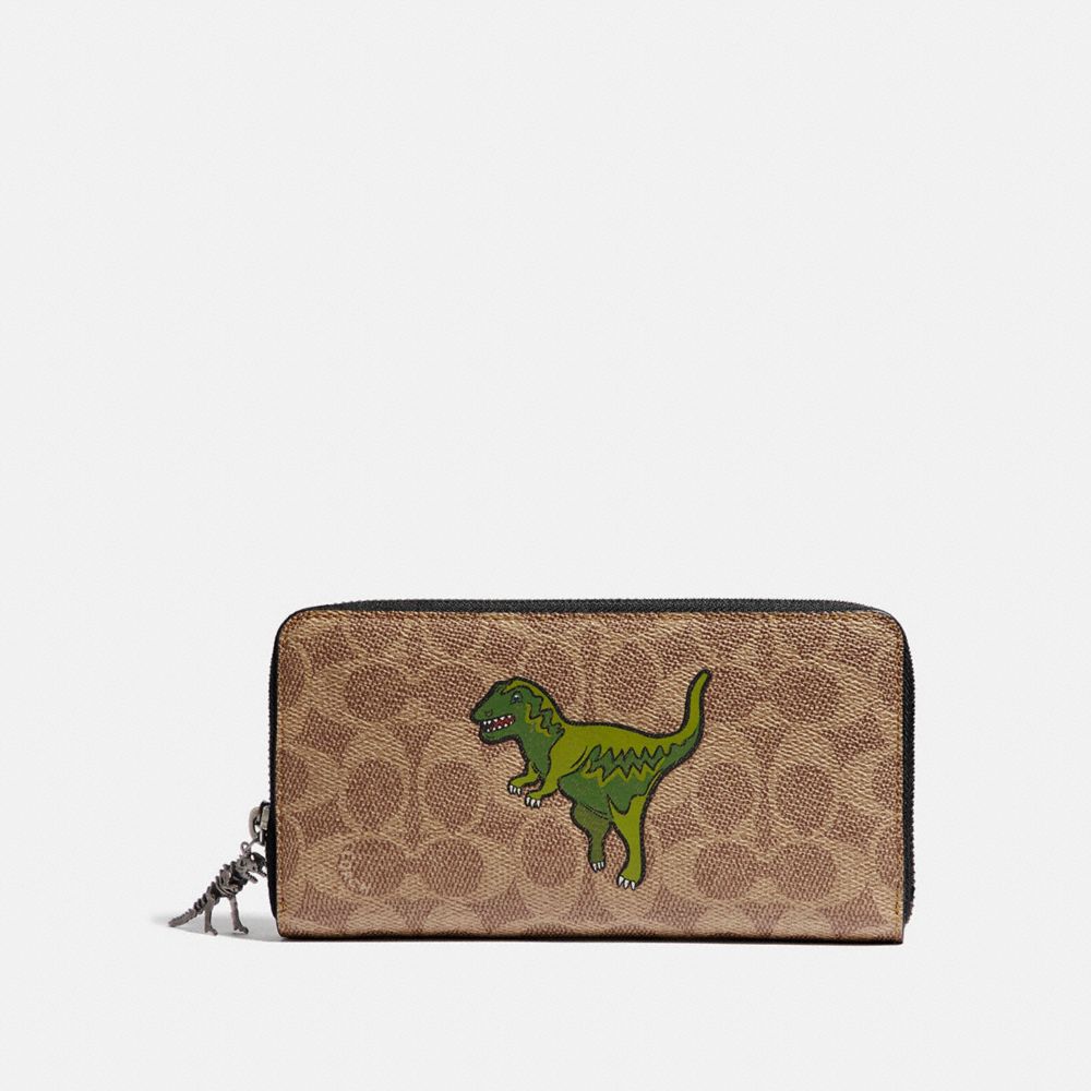 ACCORDION WALLET IN SIGNATURE CANVAS WITH REXY - KHAKI - COACH 68252