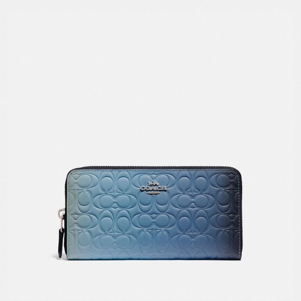 COACH 68298 Accordion Zip Wallet In Ombre Signature Leather BLUE MULTICOLOR/SILVER