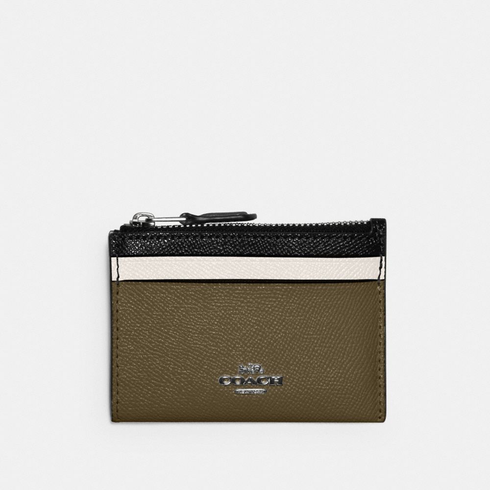 COACH 6851 Mini Skinny Id Case In Colorblock QB/KELP MULTI