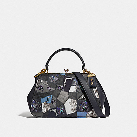 COACH 68889 FRAME BAG WITH SIGNATURE PATCHWORK V5/CHARCOAL SLATE MULTI