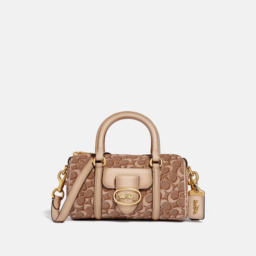 COACH 68954 BARREL BAG IN SIGNATURE JACQUARD B4/TAN LIGHT TAN