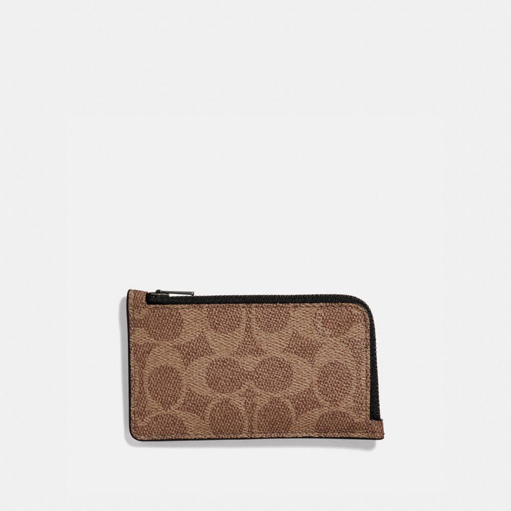 COACH 68975 - L-ZIP CARD CASE IN SIGNATURE CANVAS KHAKI