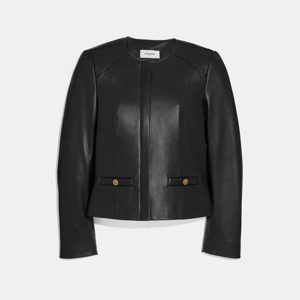 TAILORED LEATHER JACKET - BLACK - COACH 69019