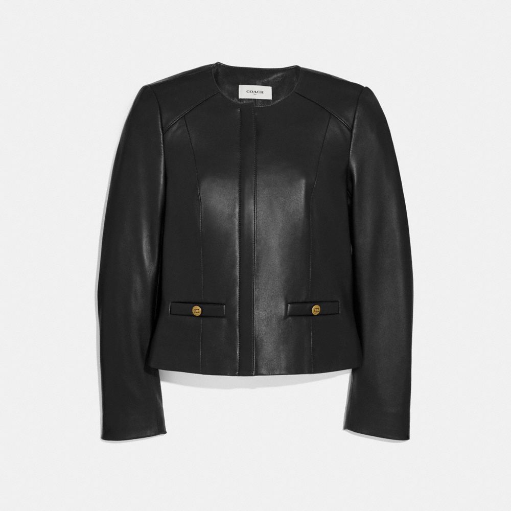 TAILORED LEATHER JACKET - 69019 - BLACK