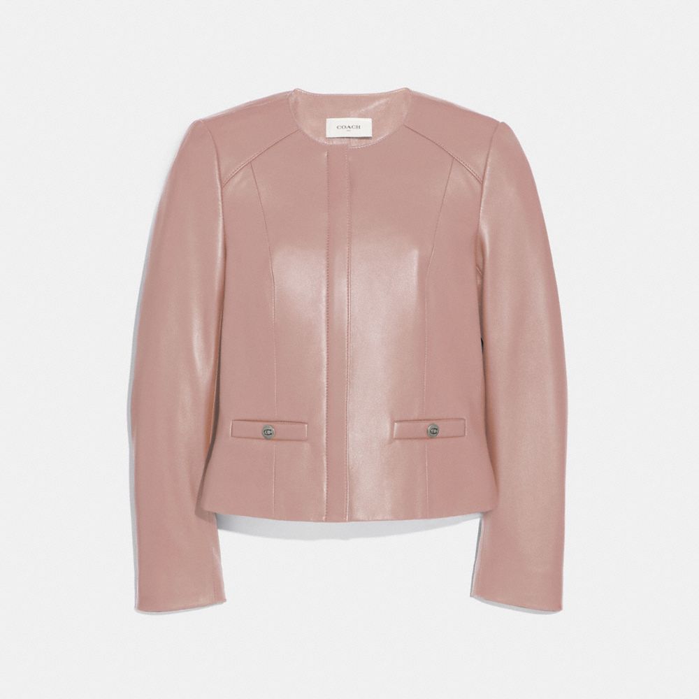 TAILORED LEATHER JACKET - 69019 - POWDER PINK