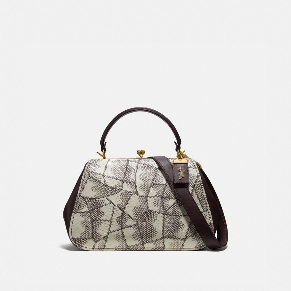 COACH 69025 FRAME BAG IN SNAKESKIN NATURAL/BRASS