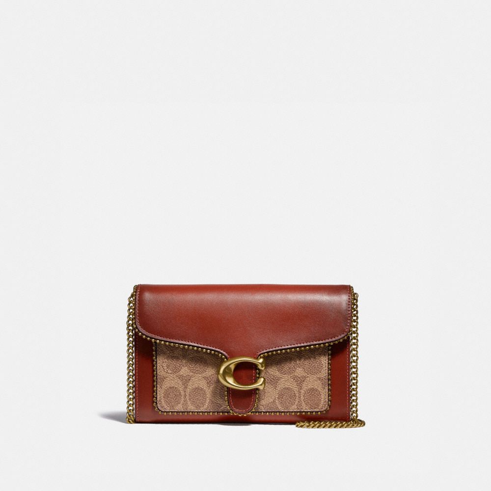 Coach Official Site Official Page Tabby Chain Clutch In Signature Canvas With Beadchain