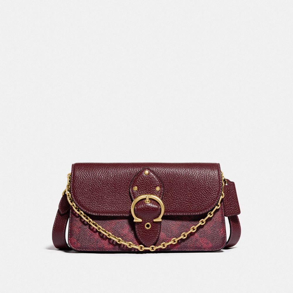 COACH 6910 - Beat Crossbody Clutch With Horse And Carriage Print BRASS/OXBLOOD CRANBERRY