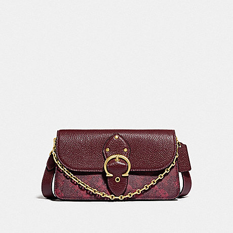COACH Beat Crossbody Clutch With Horse And Carriage Print - BRASS/OXBLOOD CRANBERRY - 6910