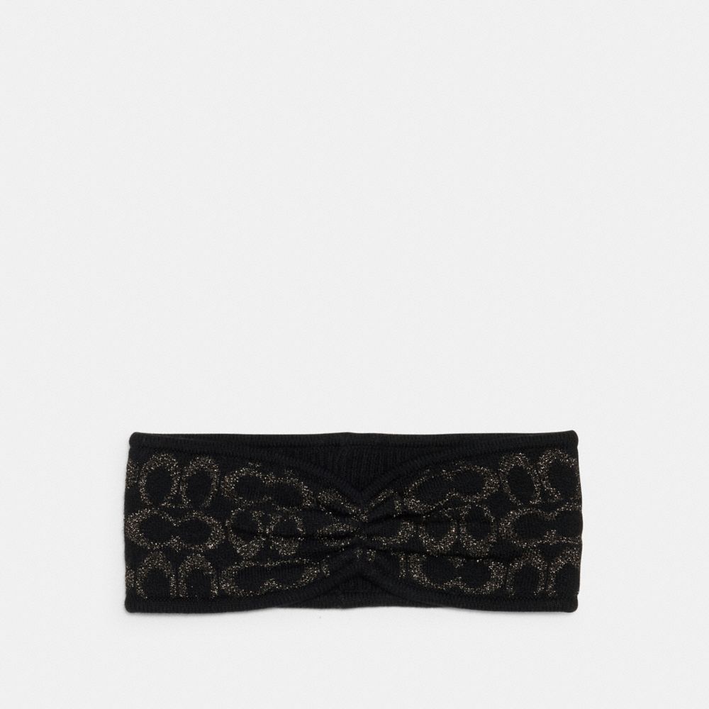 COACH 6918 Signature Print Knit Headband BLACK