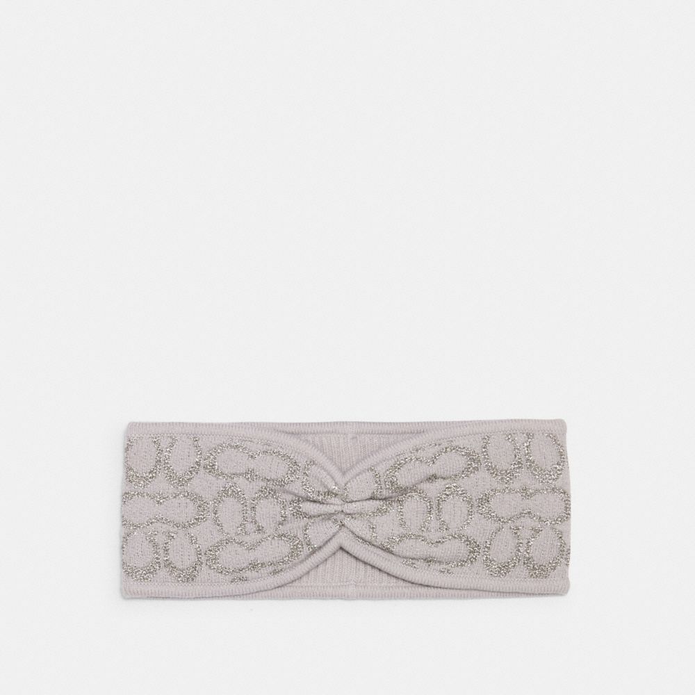 COACH 6918 SIGNATURE PRINT KNIT HEADBAND GREY