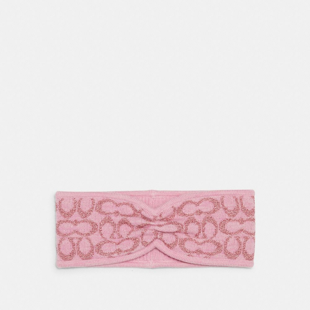 COACH 6918 Signature Print Knit Headband PINK