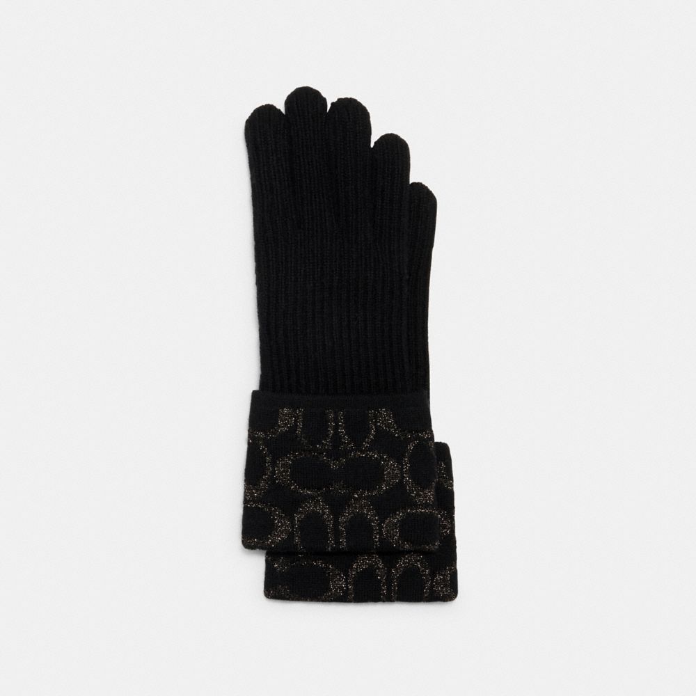 COACH 6919 Signature Knit Tech Gloves BLACK